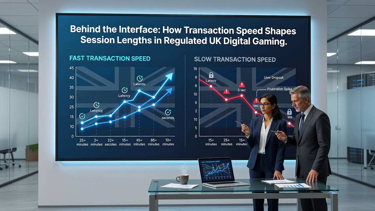 Analytics dashboard displaying session length metrics tied to transaction speeds
