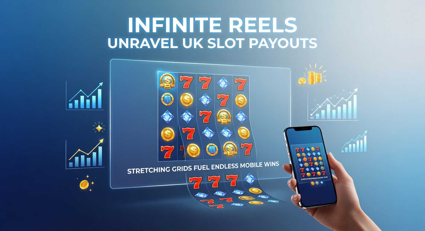 Mobile phone displaying a towering infinite reels slot with 12 rows of symbols, exploding wins, and rising multiplier trail