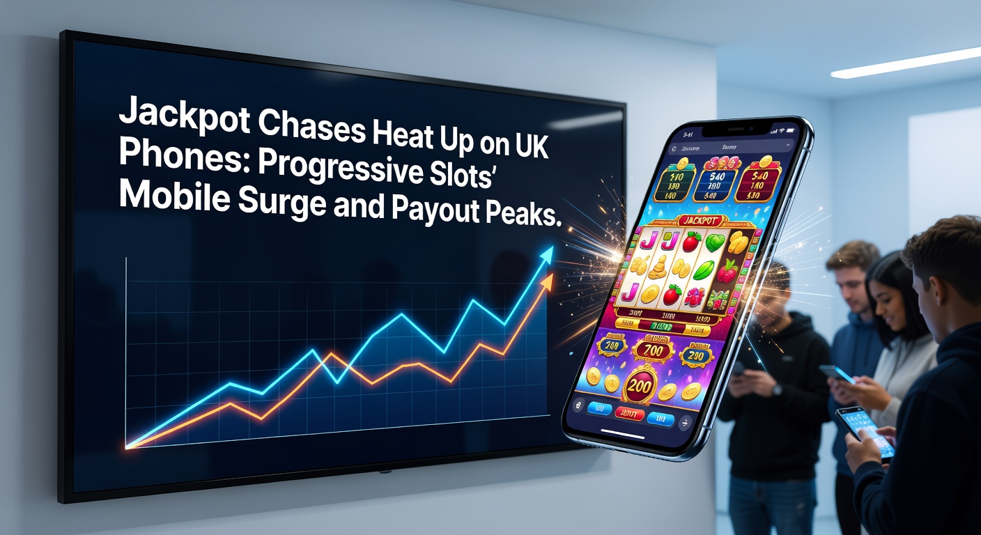 Graph showing upward trends in UK mobile progressive slot plays and jackpot payouts from 2024 to March 2026, with mobile share dominating