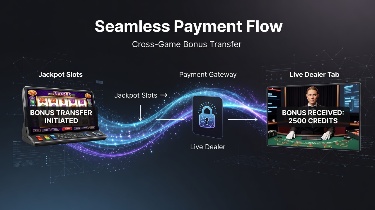 Close-up of mobile interface displaying transferred bonus balance between slot and live casino sections